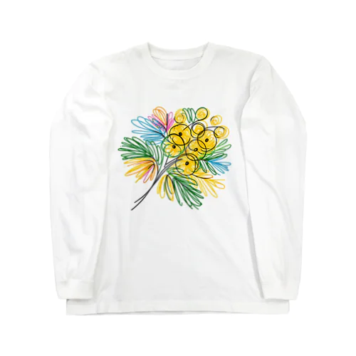 鮮やかなカラフルなミモザの花束 Long Sleeve T-Shirt