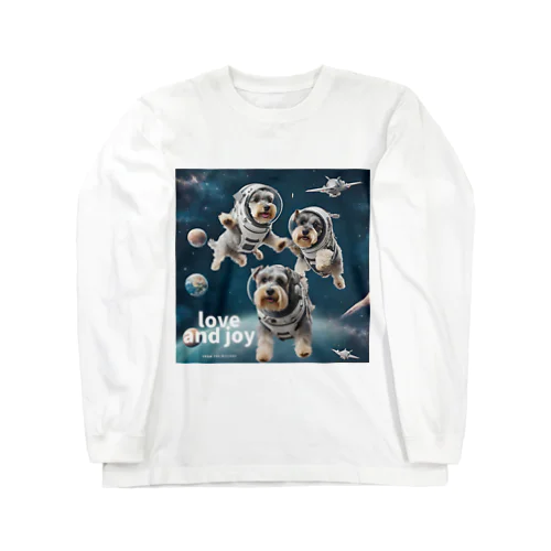 宇宙遊泳するミニチュアシュナウザー Long Sleeve T-Shirt