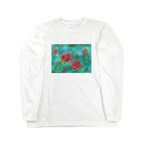 薔薇の絵 ロングスリーブTシャツ