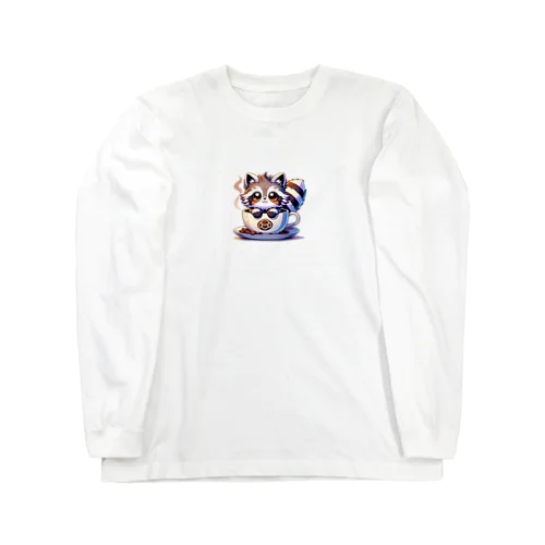 にゃんコーヒー タヌキ猫 Long Sleeve T-Shirt