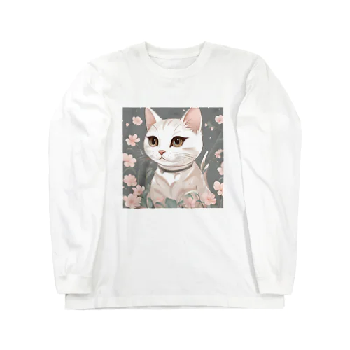 魅力溢れる、かわいいネコちゃん ロングスリーブTシャツ