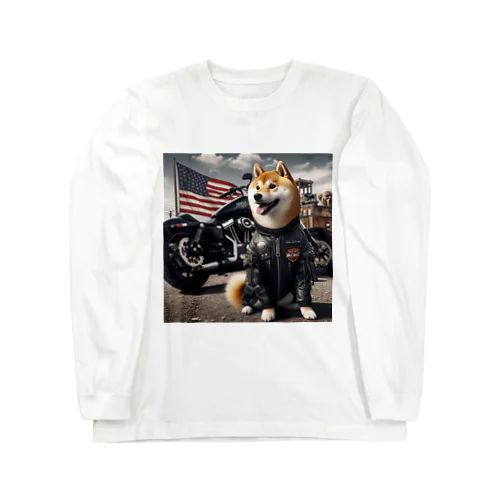 アメリカンライダー柴犬 Long Sleeve T-Shirt