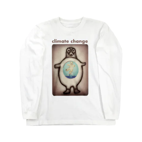 気候変動に危機感を感じる北極のペンギン ロングスリーブTシャツ