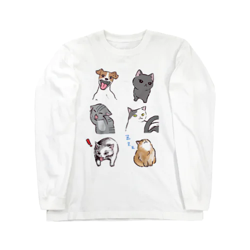猫ミーム with 犬 Long Sleeve T-Shirt