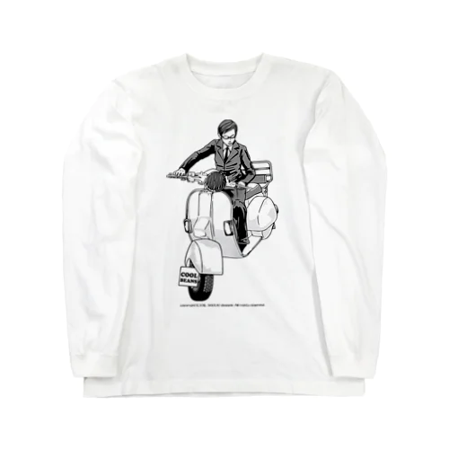 クラシックスクーターに乗る男性 Long Sleeve T-Shirt