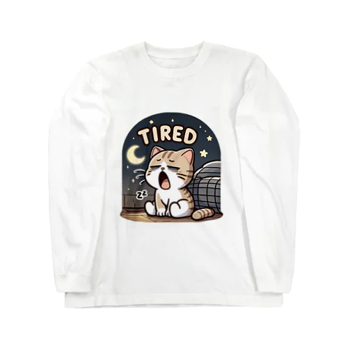 Tired cat7 롱 슬리브 티셔츠