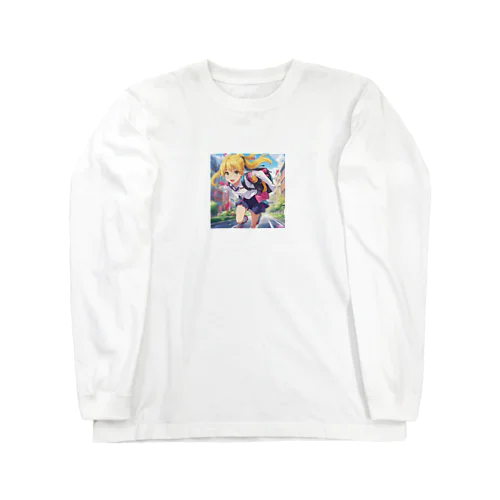 元気はつらつな、金髪ポニーテールJK Long Sleeve T-Shirt