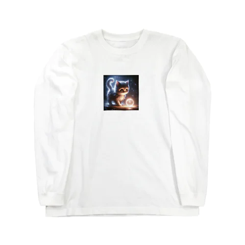 探究の光、夜を歩く猫 Long Sleeve T-Shirt