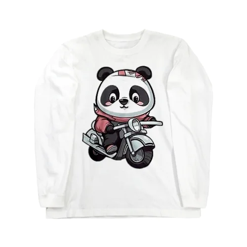 Cute bike and panda-chan ロングスリーブTシャツ