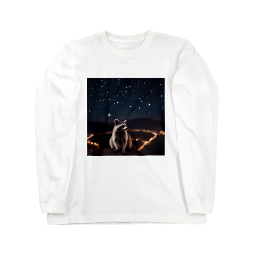 星を眺めているアライグマ Long Sleeve T-Shirt