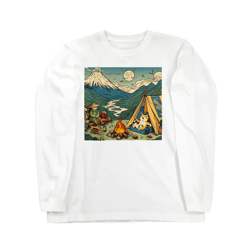 猫キャンプ　和柄 Long Sleeve T-Shirt