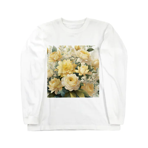 ペールイエローテーマの花束 ロングスリーブTシャツ