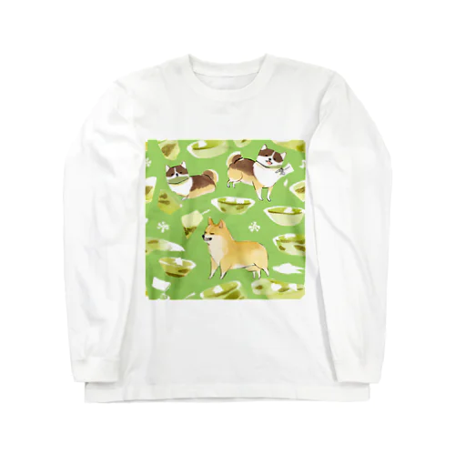 抹茶スイーツと柴犬 Long Sleeve T-Shirt