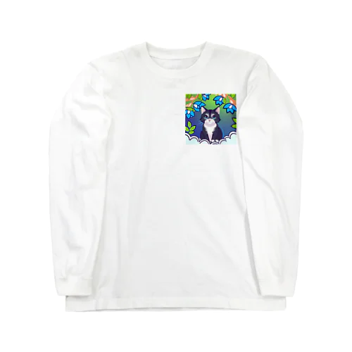 flowers and black cat Long Sleeve T-Shirt