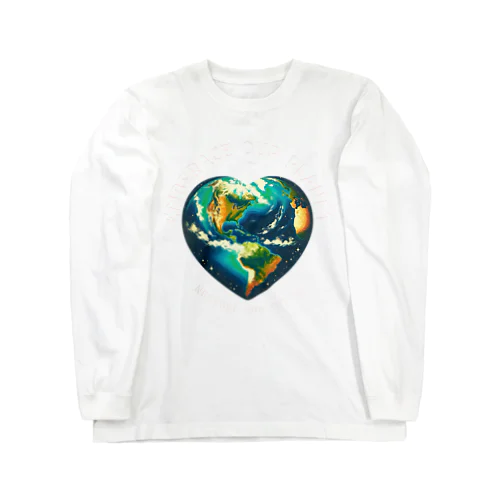 地球の日　Earth day エコ　地球　ハート ロングスリーブTシャツ