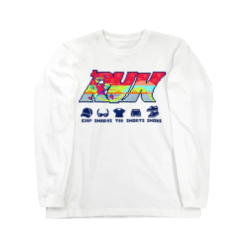 Word Pixelart ｢RUN｣ レッド ロングスリーブTシャツ