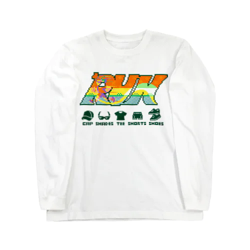 Word Pixelart ｢RUN｣ イエロー ロングスリーブTシャツ