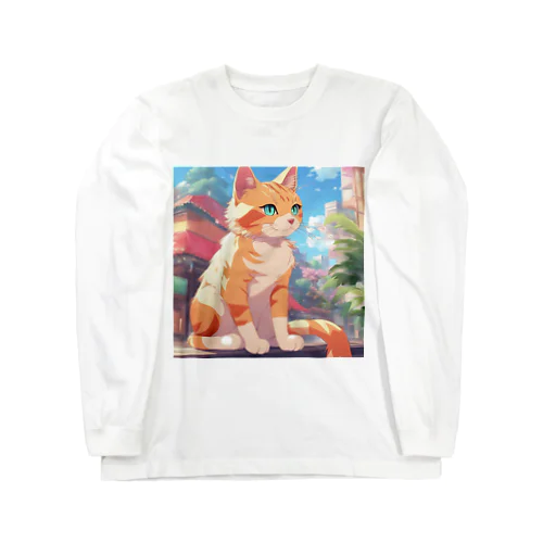 窓辺に佇む、かわいらしい猫ちゃんの姿🐱✨ ロングスリーブTシャツ