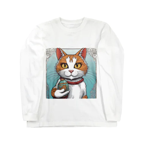 瓶持ち猫 Long Sleeve T-Shirt