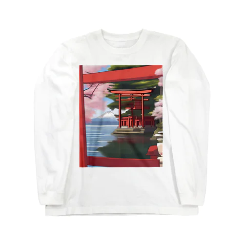 鳥居と桜 Long Sleeve T-Shirt