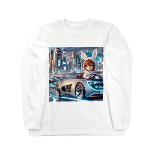 ユサユサしながら未来の車で未来都市をドライブ Long Sleeve T-Shirt