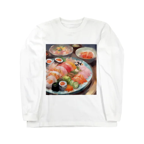 美しい寿司の絵画 ロングスリーブTシャツ