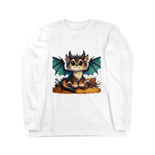 猫ドラゴン　背景透過ver ロングスリーブTシャツ