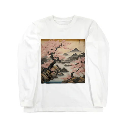 桜（日本画） ロングスリーブTシャツ