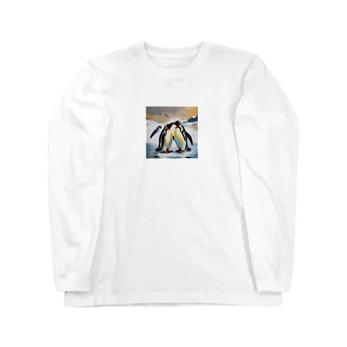 恋の相手に必死に求愛しているペンギン Long Sleeve T-Shirt