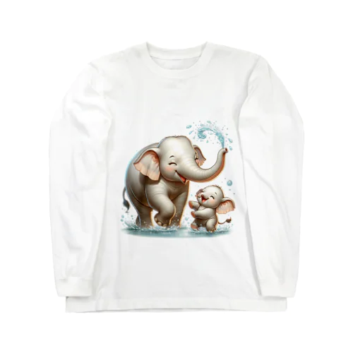 ゾウの水浴び Long Sleeve T-Shirt