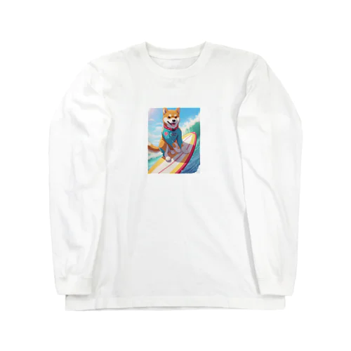 サーフィンする柴犬 Long Sleeve T-Shirt