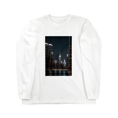 夜に輝くビル Long Sleeve T-Shirt