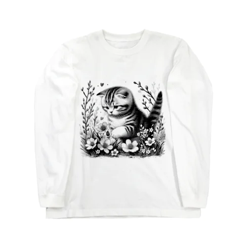 春の子猫のスコティッシュフォールド Long Sleeve T-Shirt