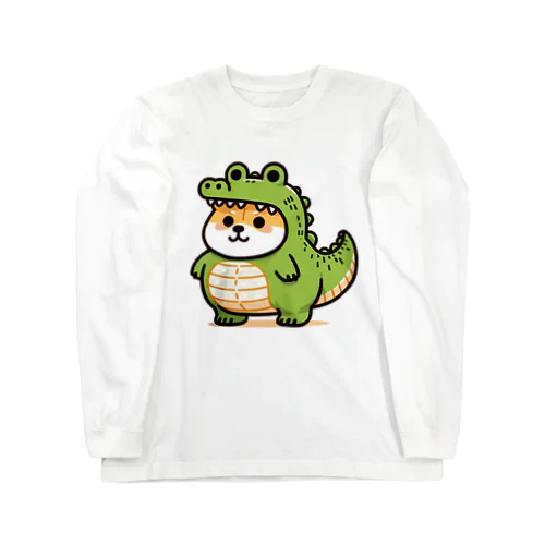 ワニの着ぐるみを着た柴犬のイラスト Long Sleeve T-Shirt