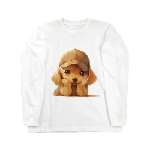 キャプをかぶった可愛い子犬 Marsa 106 ロングスリーブTシャツ