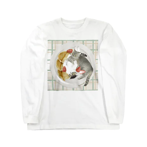 ねこの朝食プレート Long Sleeve T-Shirt