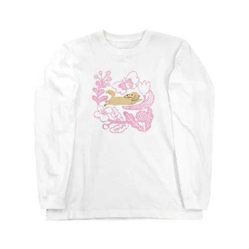 ミニチュアダックスプリング_ベージュピンク Long Sleeve T-Shirt