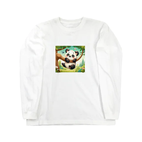 木、ぶら下がり、パンダ、可愛い Long Sleeve T-Shirt