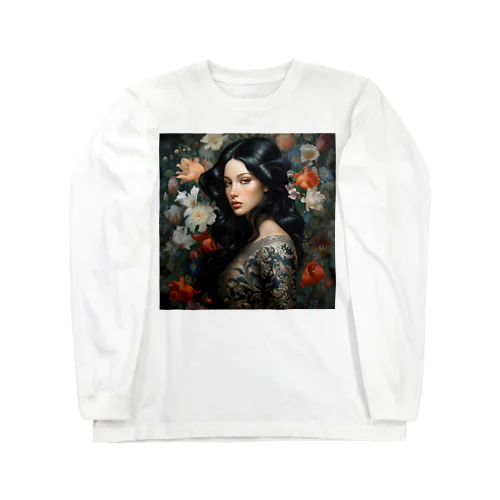 いろ色な、花に囲まれている女性　なでしこ1478 Long Sleeve T-Shirt