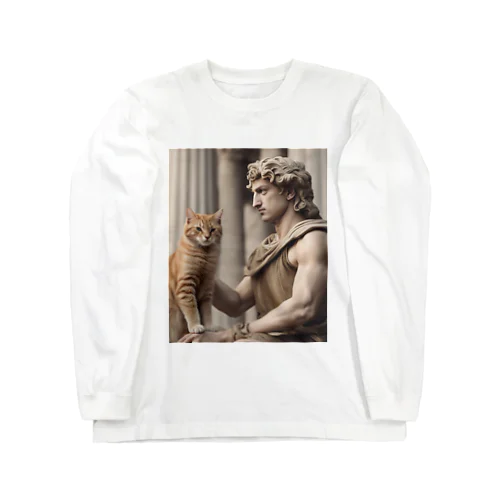 ネコと彫刻作品 Long Sleeve T-Shirt
