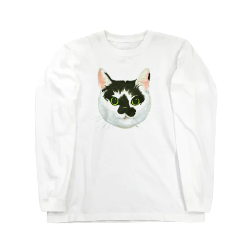 ねこさんのお顔（白黒ねこ） Long Sleeve T-Shirt