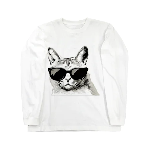 Monochrome Cat Shades ロングスリーブTシャツ