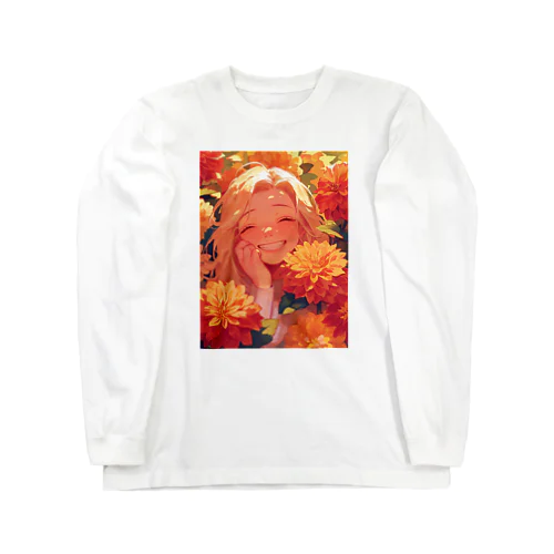 ダリアの花の中の笑顔　なでしこ1478 Long Sleeve T-Shirt