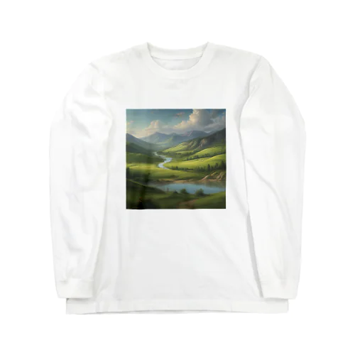 山の風景 ロングスリーブTシャツ