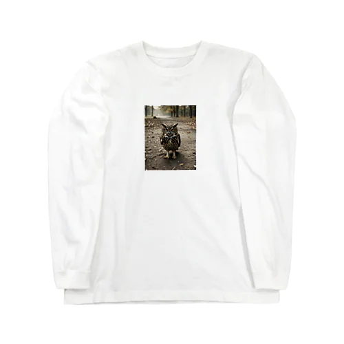 地面を歩くフクロウ Long Sleeve T-Shirt