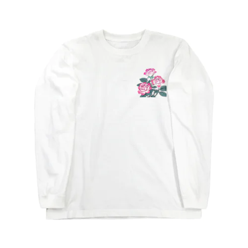 RetrowaveFlower-薔薇(ピンク)- ロングスリーブTシャツ