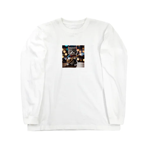 音楽スター誕生中のネコちゃん Long Sleeve T-Shirt