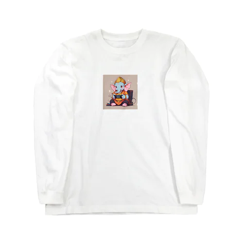 ビデオゲームで遊ぶかわいいガネーシャ Long Sleeve T-Shirt