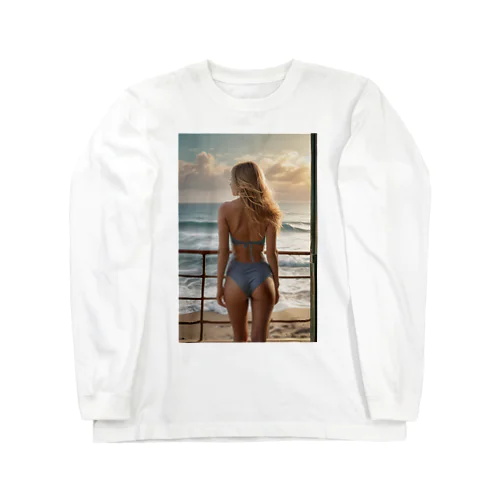 ビーチブロンド美女 Long Sleeve T-Shirt