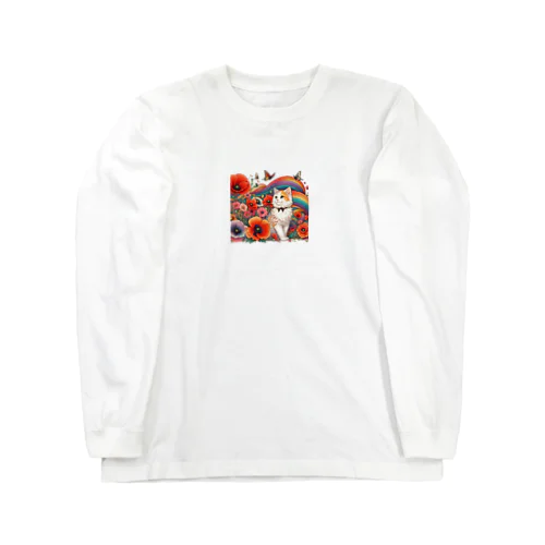 猫とポピー Long Sleeve T-Shirt